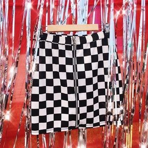 Checkered Skirt Black and White